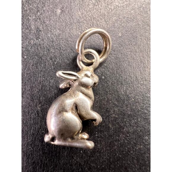 Vintage Sterling Silver MCM Rabbit Charm Bunny Pendant Jewelry Fine Silver - Picture 1 of 16